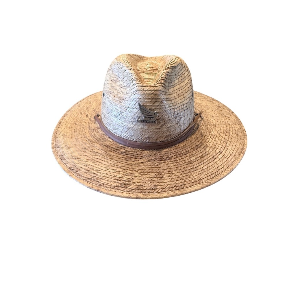 Stetson Straw Sun Hat Valkyrie Wing Wide Brim Lifeguard Safari Tan L XL Mens